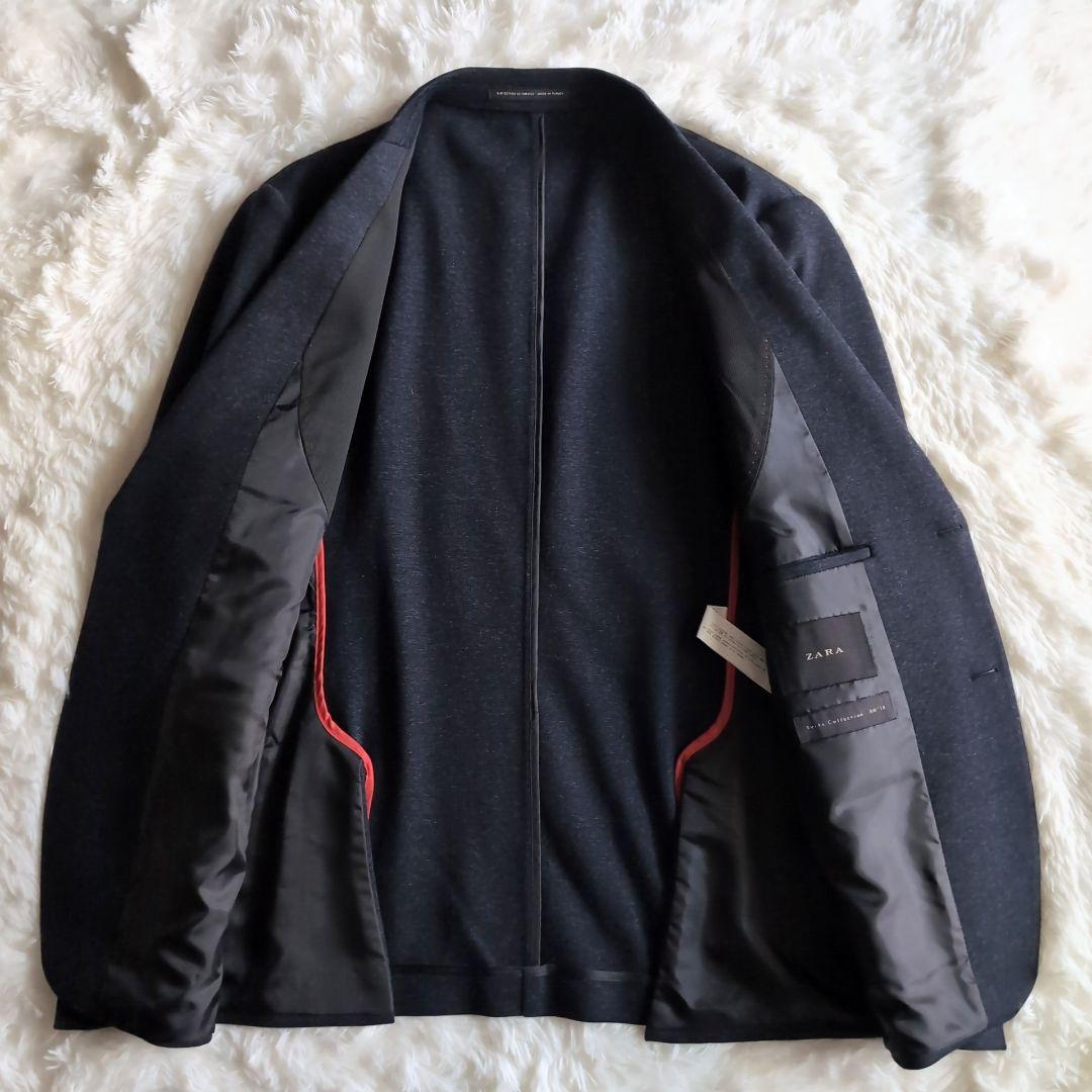 美品 ZARA ストレッチ ウォッシャブル スーツ セットアップ 52 ネイビー