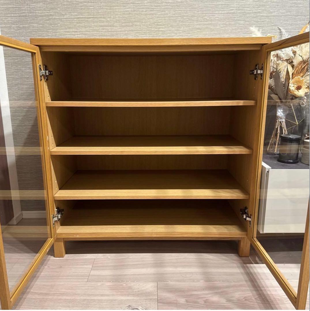 【送料込み】無印良品　木製食器棚（ガラス扉） 廃盤品