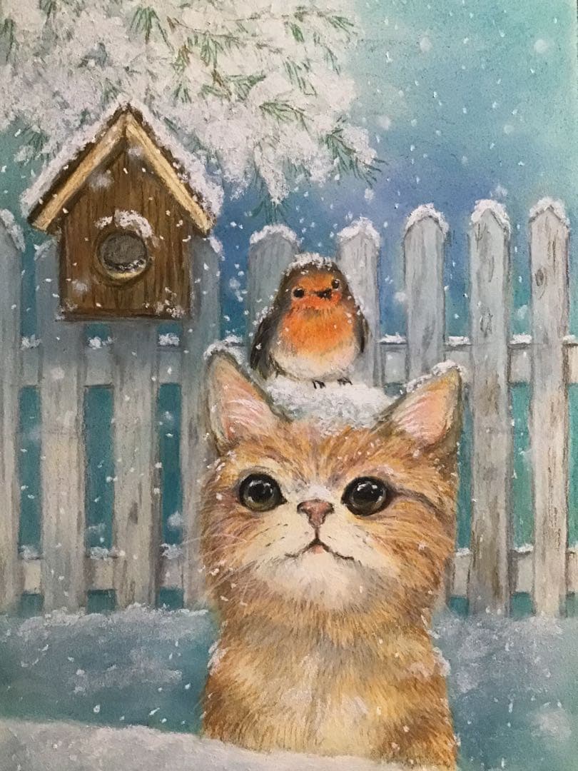 夏の水辺　ハンドメイドパステル画　絵画アート原画