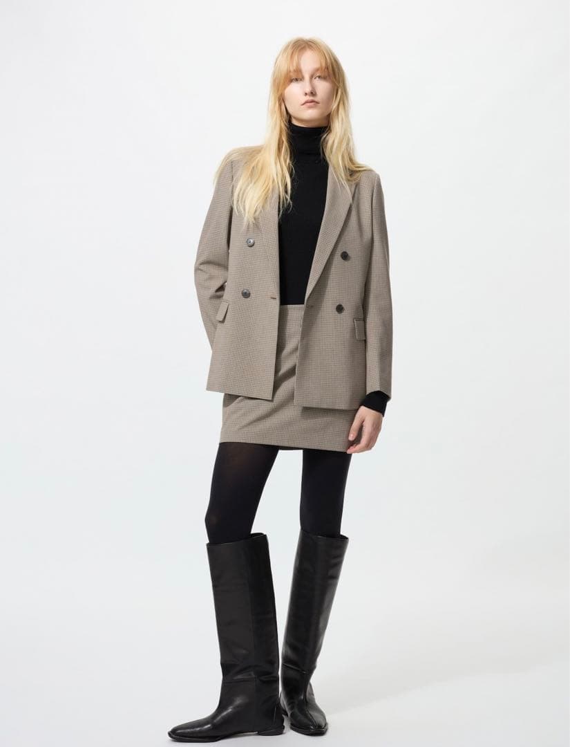 ユニクロ　S ダブルジャケット　ブラウン