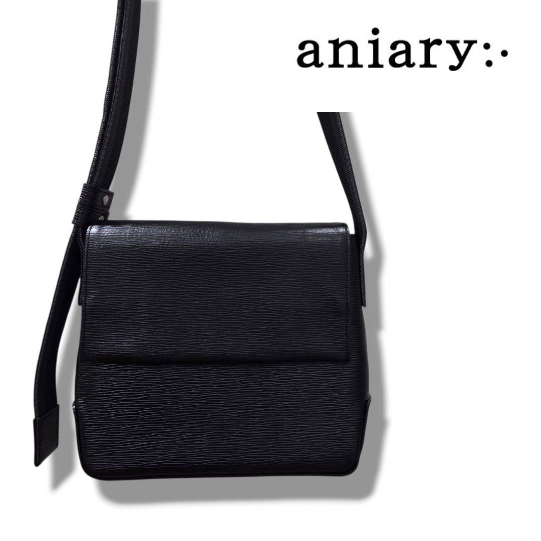 【極美品】aniary アニアリ　ウェーブレザー　ショルダーバッグ　ブラック
