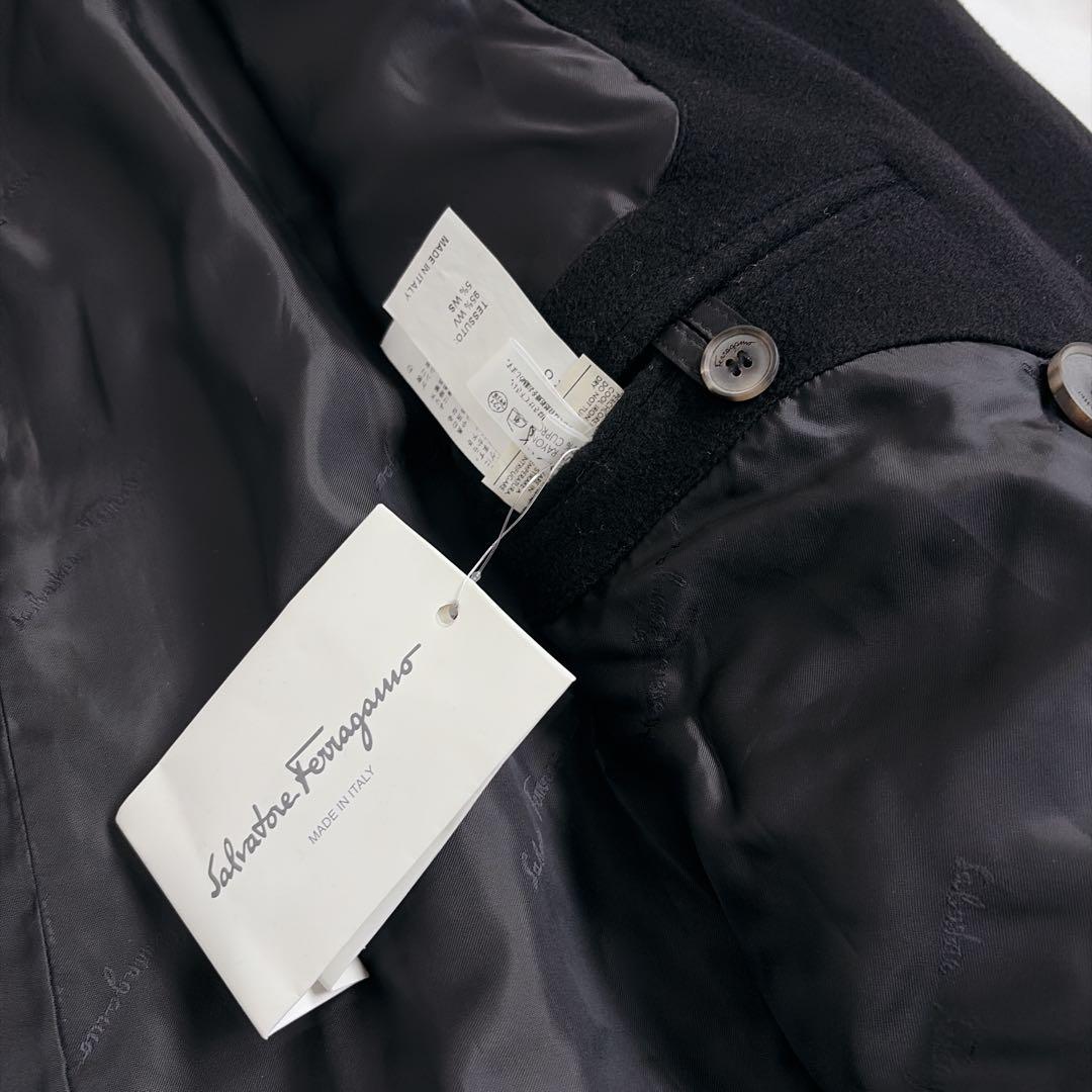 新品タグ付 フェラガモ カシミヤ混 ガンチーニ コート 52 XL 黒