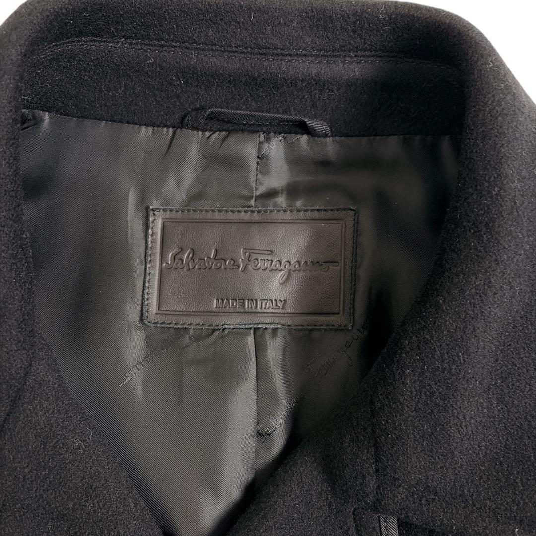 新品タグ付 フェラガモ カシミヤ混 ガンチーニ コート 52 XL 黒