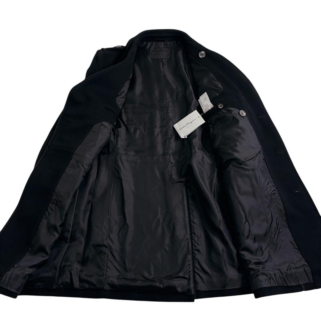 新品タグ付 フェラガモ カシミヤ混 ガンチーニ コート 52 XL 黒