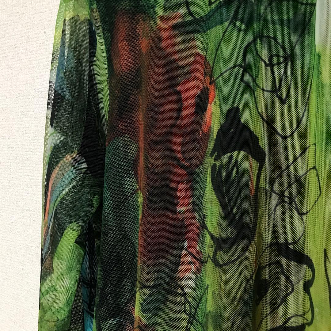 Liliane Burty イタリア製素材 チュールプリントチュニック 街並み柄