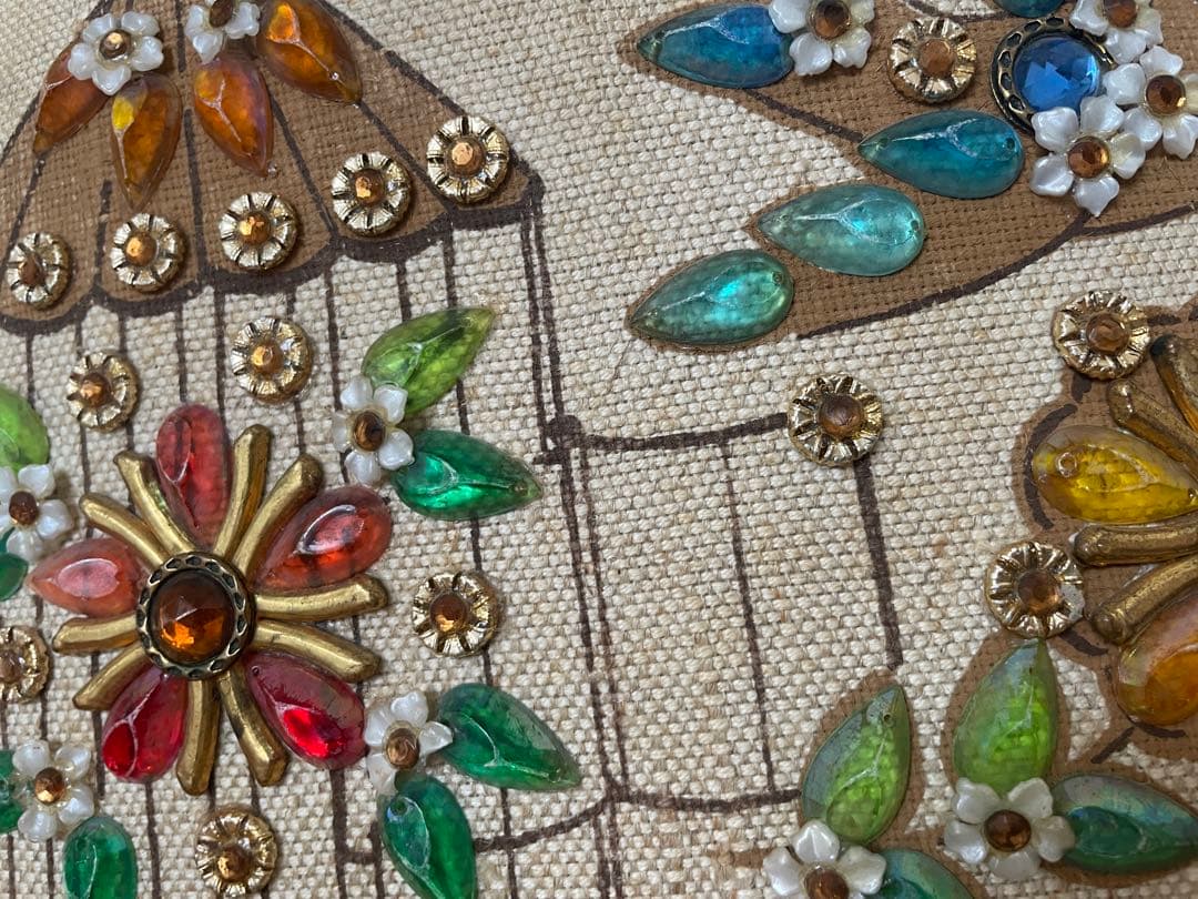 70Sヴィンテージ　Enid Collins/エニッドコリンズバッグ　鳥かご　花