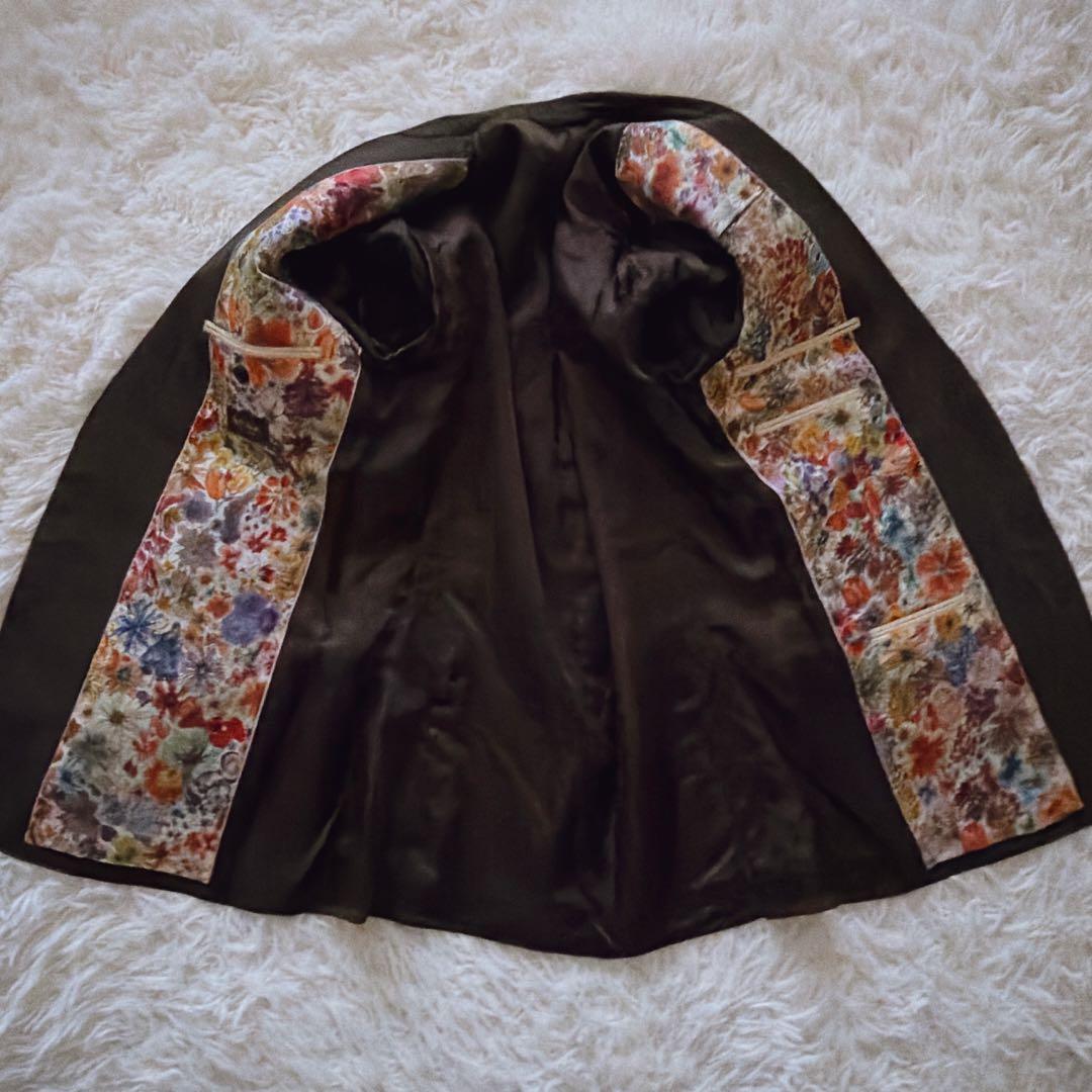 ポールスミスコレクション 裏地花柄 総柄 セットアップスーツ Lサイズ ブラウン