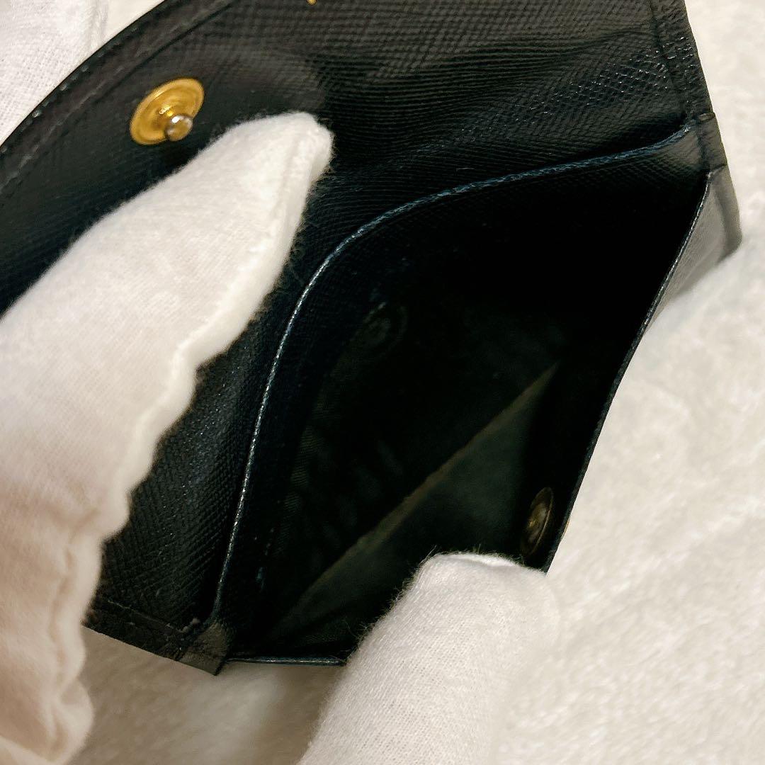 【極美品】PRADA プラダ　ブラック　レザー　カードケース　名刺入れ　イタリア