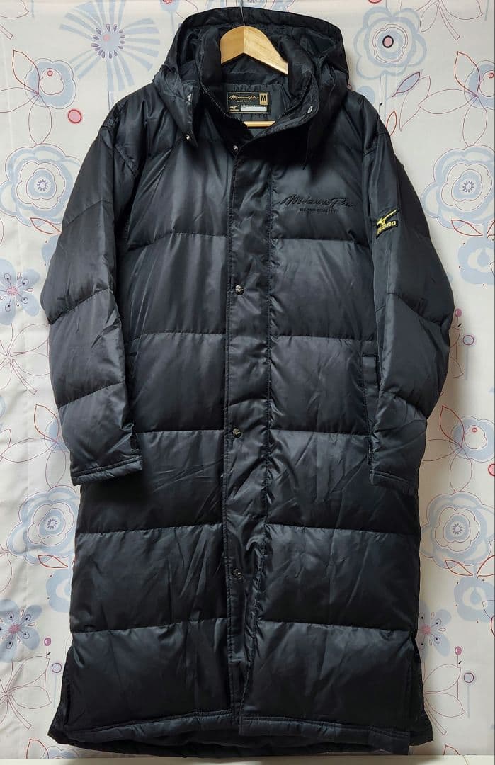 ミズノプロ mizuno pro ダウンコート M 黒 野球 ベンチコート 美品