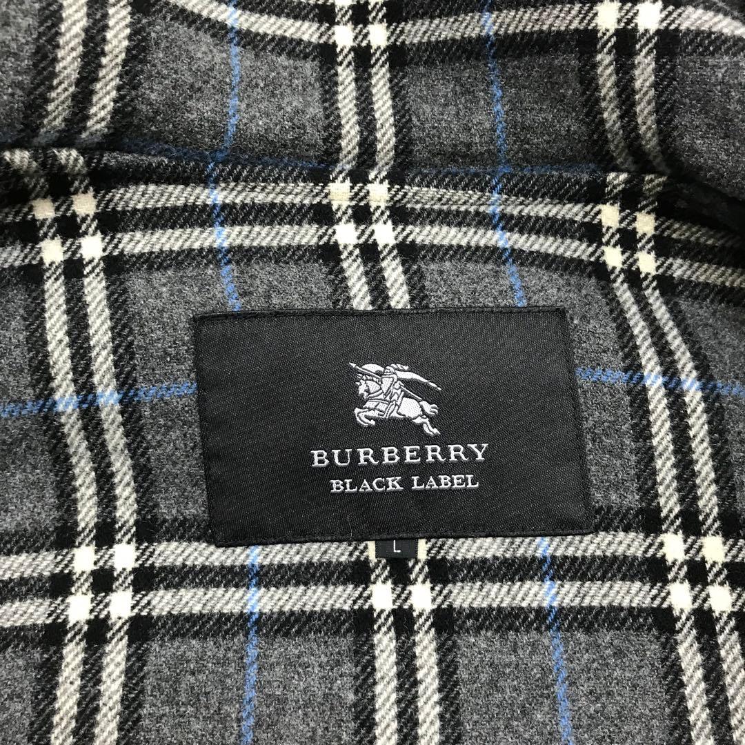 バーバリーブラックレーベル 黒 ダッフルコート ノバチェック L