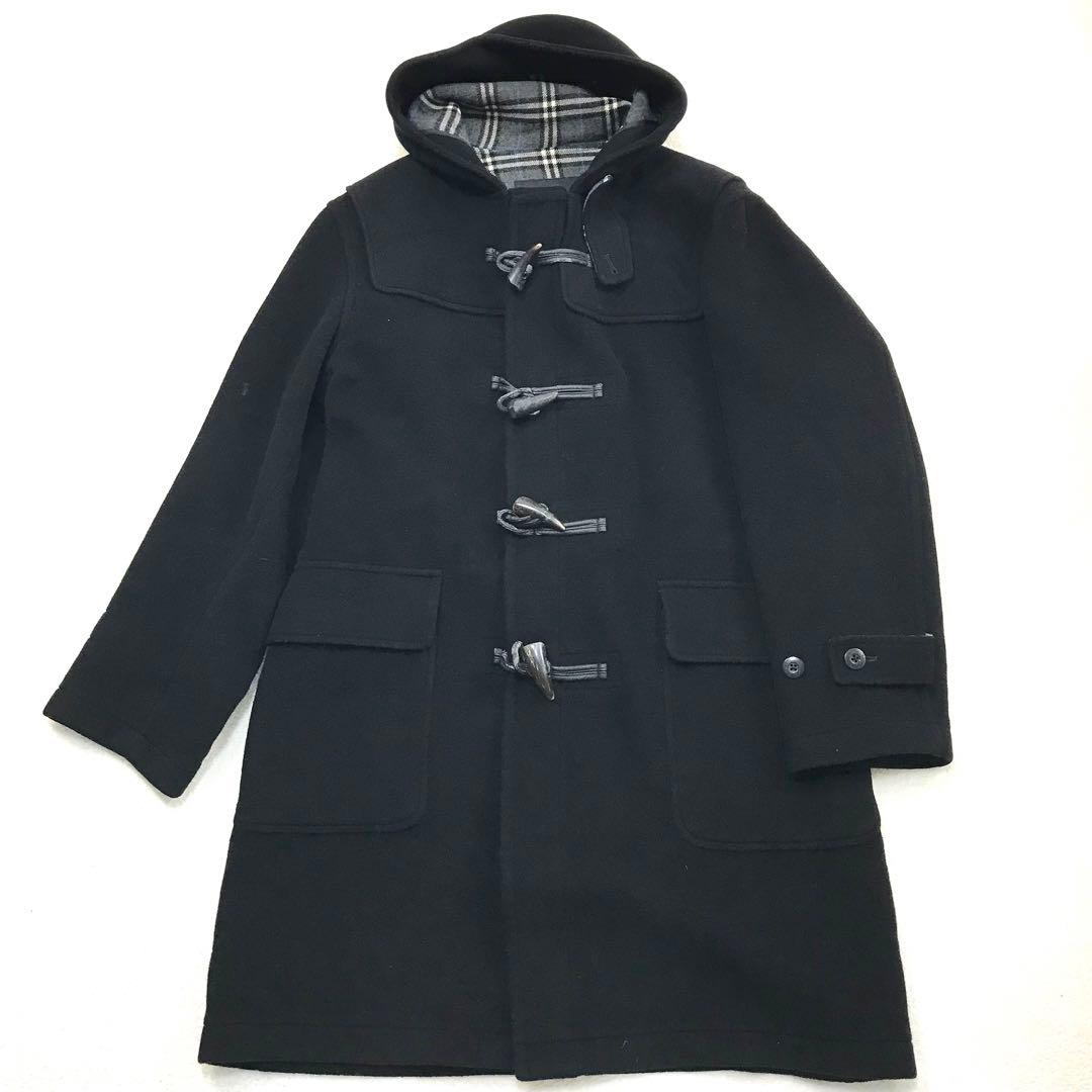 バーバリーブラックレーベル 黒 ダッフルコート ノバチェック L
