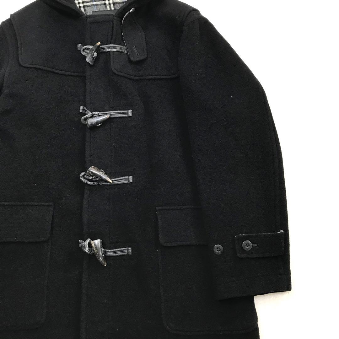 バーバリーブラックレーベル 黒 ダッフルコート ノバチェック L