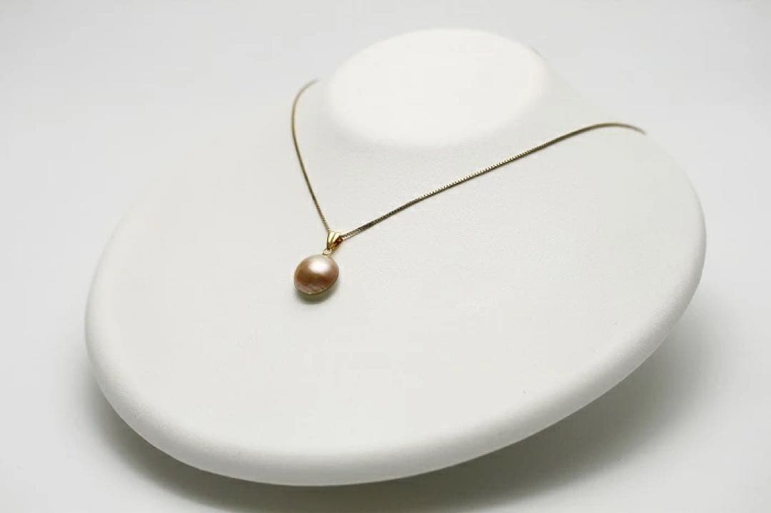 マベ真珠パールペンダントトップ　グリーンブラウンカラー　13mm　K18製