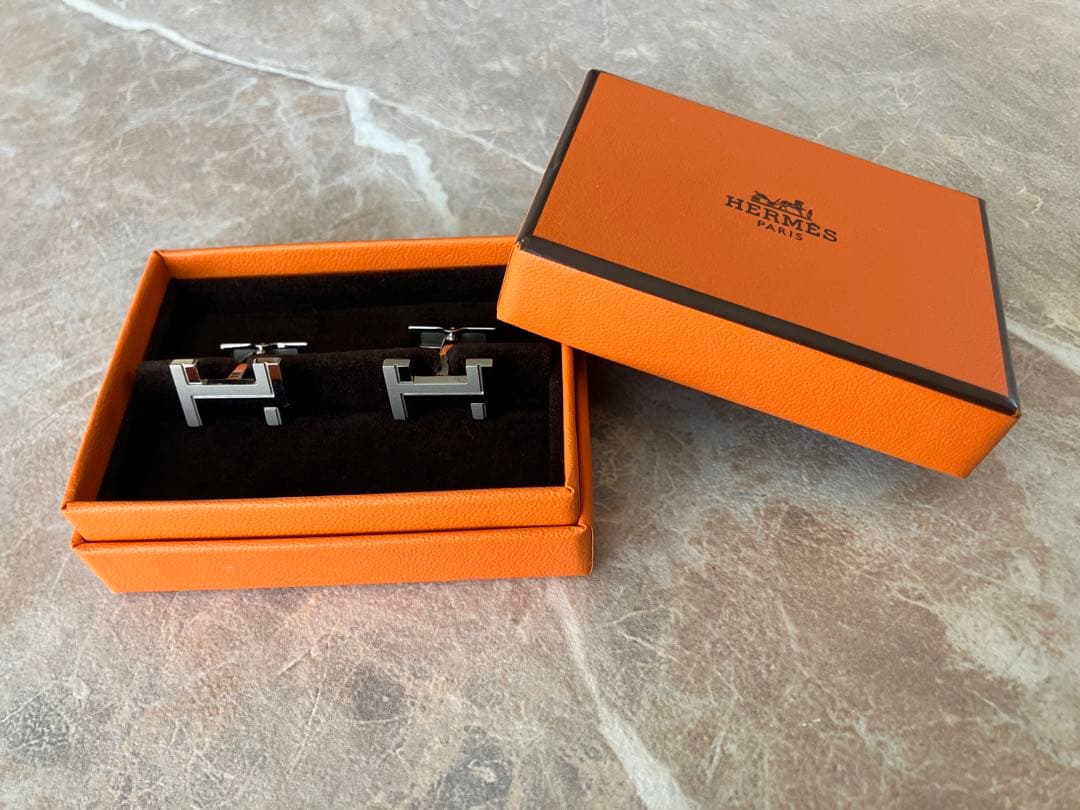 エルメス カフリンクス Hロゴ 極美品 フルセット 箱袋付