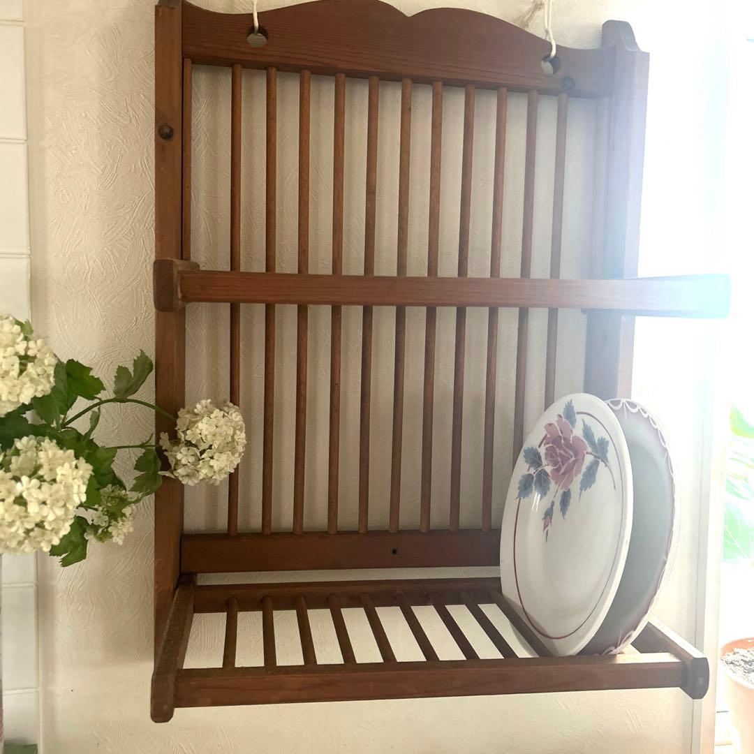 アンティーク　オールドパイン　ディッシュラック