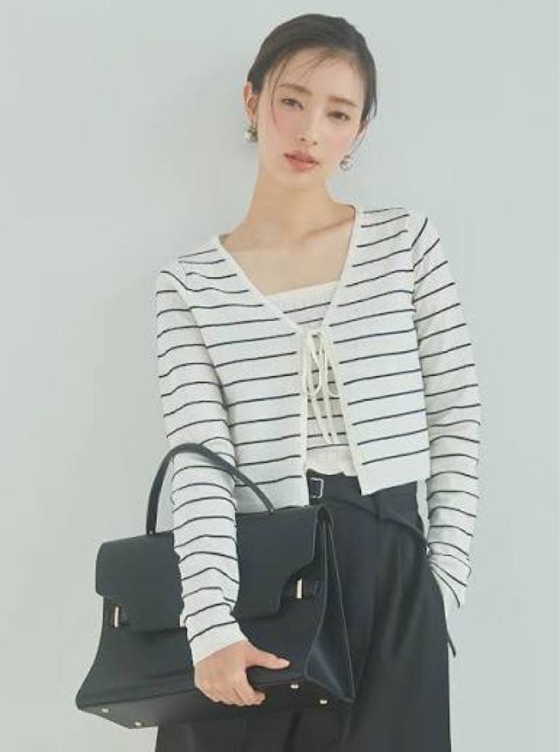 シルクブレンドアンサンブルニット　フレイアイディ　ボーダー　ニット　アンサンブル