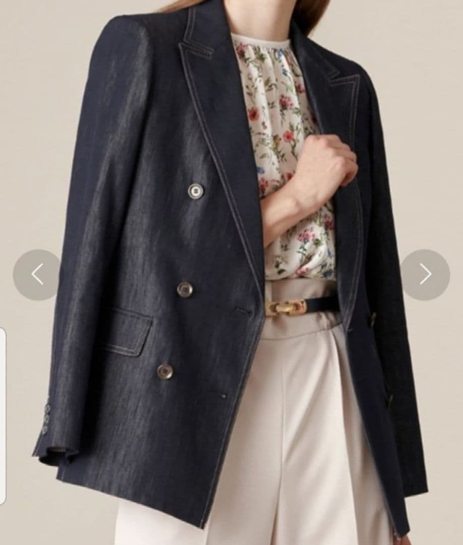 美品 アナイ 定価4万9千 デニムライクダブルジャケット 38 ネイビー 日本製