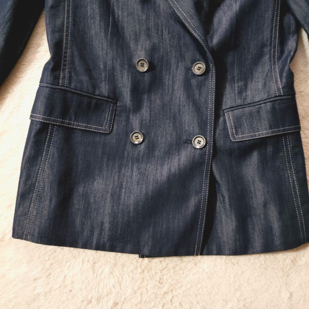 美品 アナイ 定価4万9千 デニムライクダブルジャケット 38 ネイビー 日本製