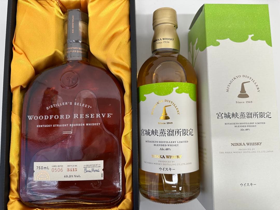 ウッドフォードリザーブ750mlとニッカウイスキー700mlセット