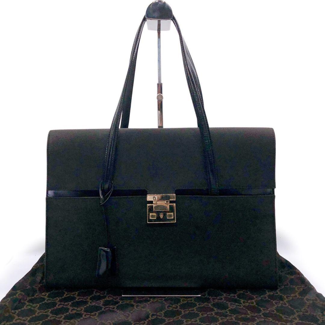 グッチ 0014218 ハンドバッグ トートバッグ ビジネス 貴重 黒 レザー