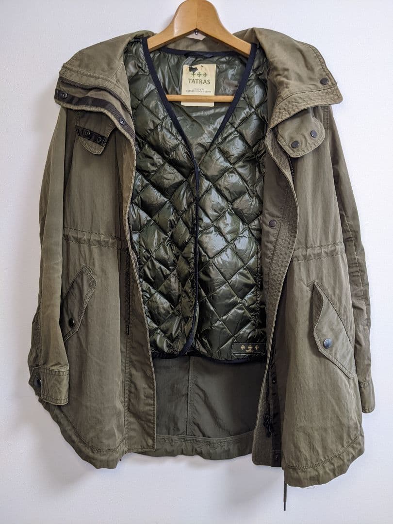 TATRAS モッズコート ミリタリー ダウンライナー 付き オリーブ
