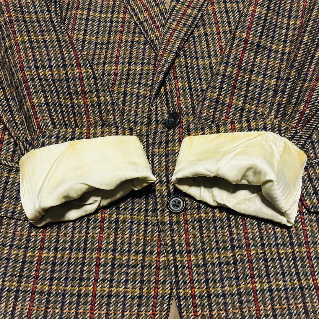 90s バーバリー ウール カシミヤ ツイード ジャケット チェック AB5