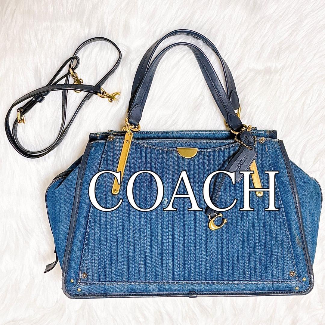 希少　コーチ　ドリーマー　ハンドバッグ　2way デニム×レザー　青