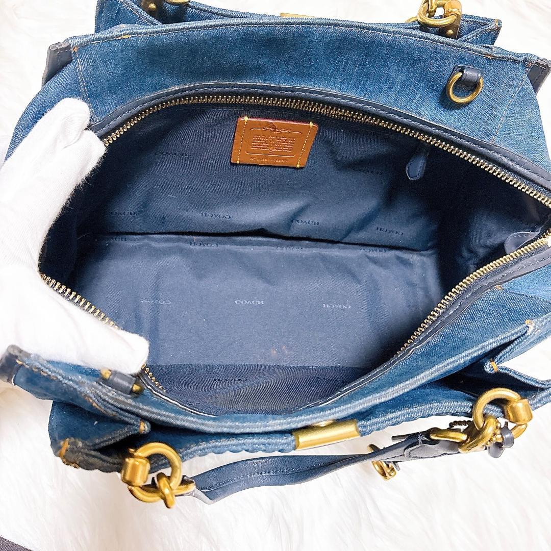 希少　コーチ　ドリーマー　ハンドバッグ　2way デニム×レザー　青