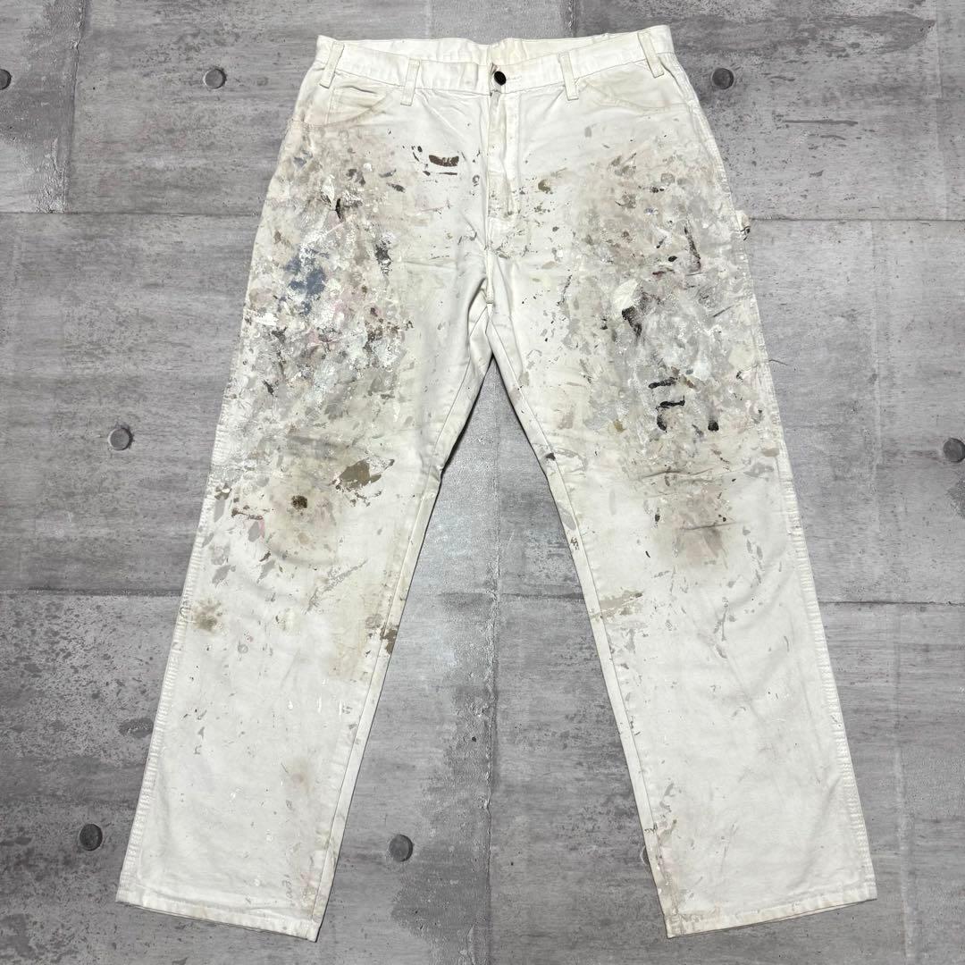 00s Dickies ホワイトペインターパンツ w36 ペンキ オイル アート