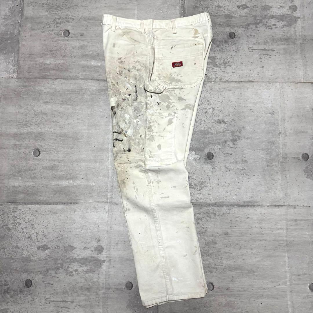 00s Dickies ホワイトペインターパンツ w36 ペンキ オイル アート