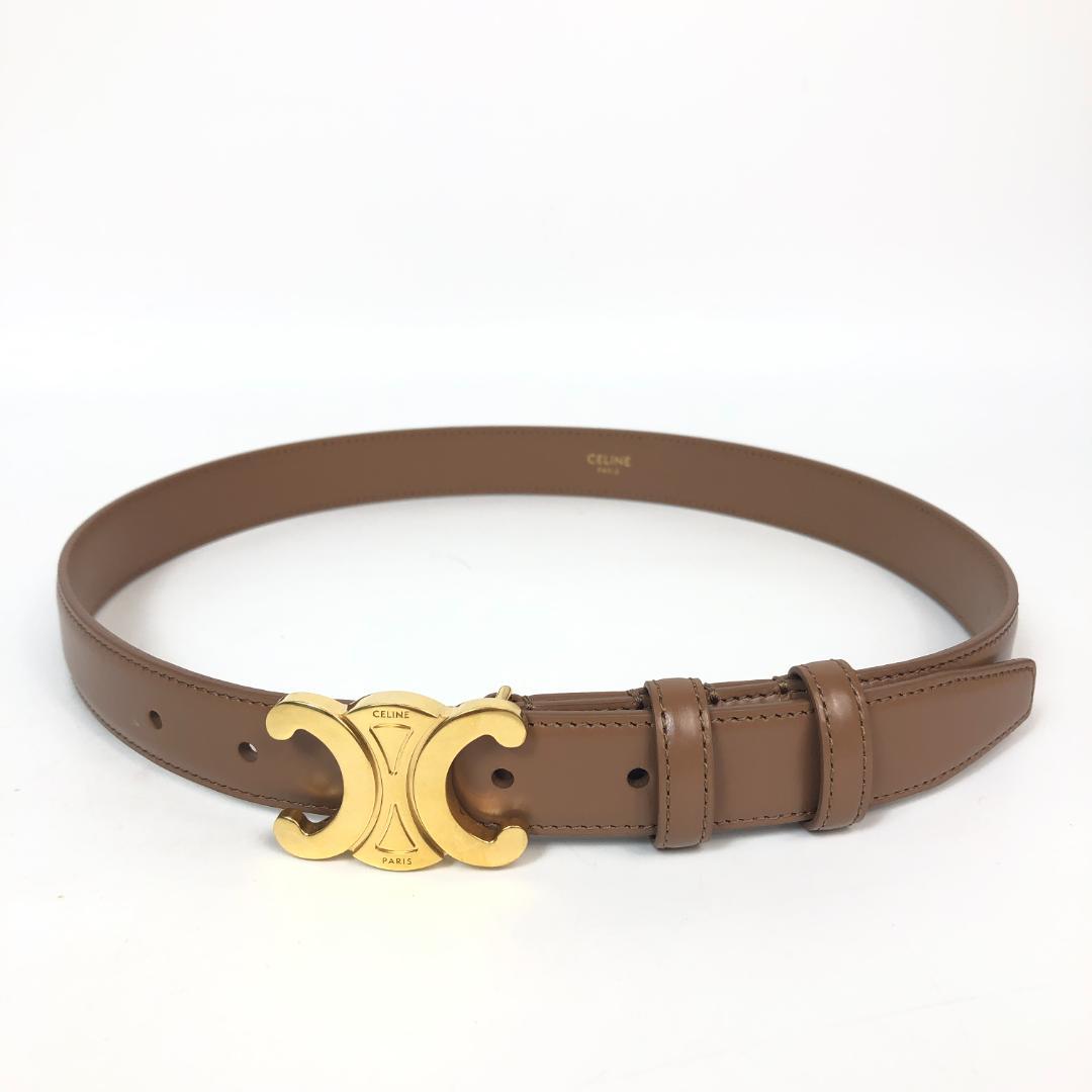 10F387 CELINE セリーヌ トリオンフ ベルト 70 茶系 革
