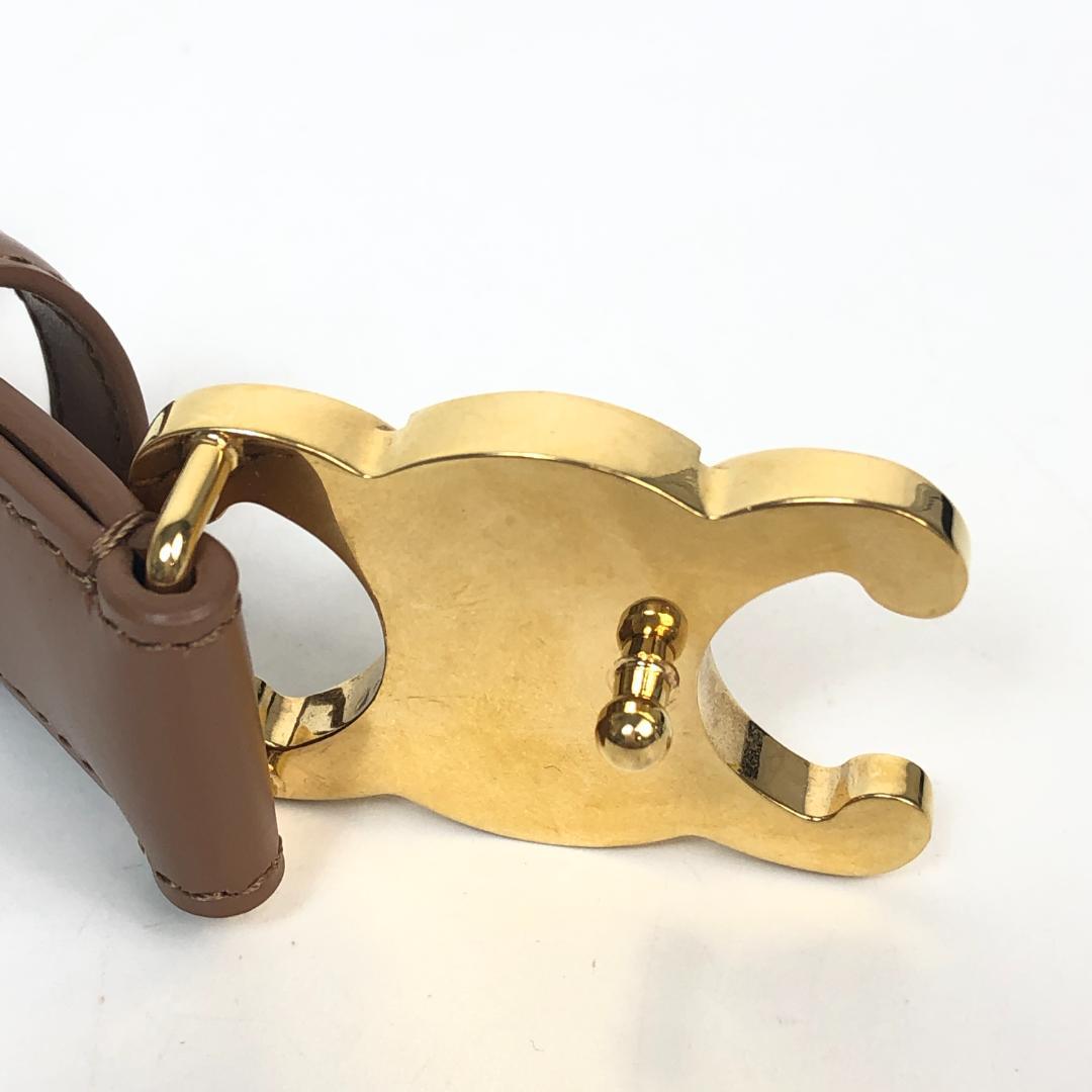 10F387 CELINE セリーヌ トリオンフ ベルト 70 茶系 革