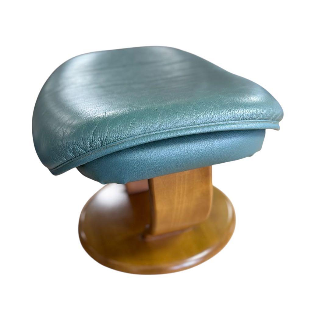 HR667 【総革】カリモク　karimoku 緑　グリーン レザー　木製