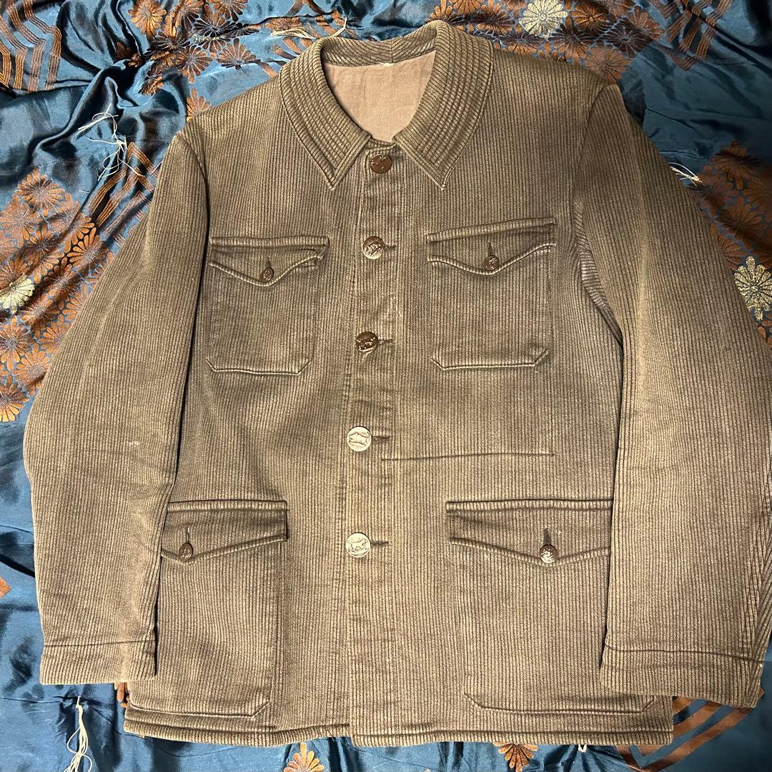 ハンティングジャケット 40s フレンチヴィンテージ コットンピケ グレー