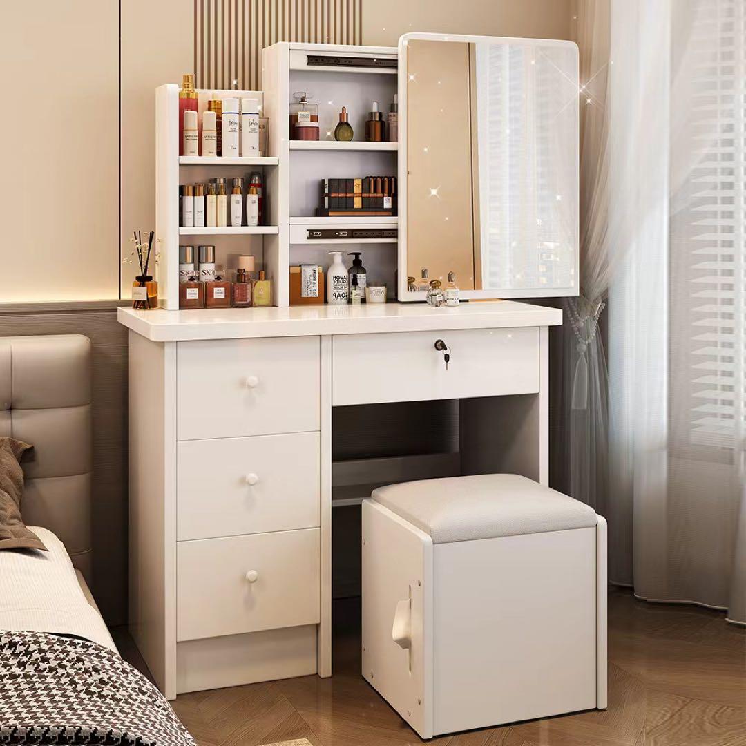（期間セール）ドレッサー 鏡付き 椅子付き LEDなし 化粧台