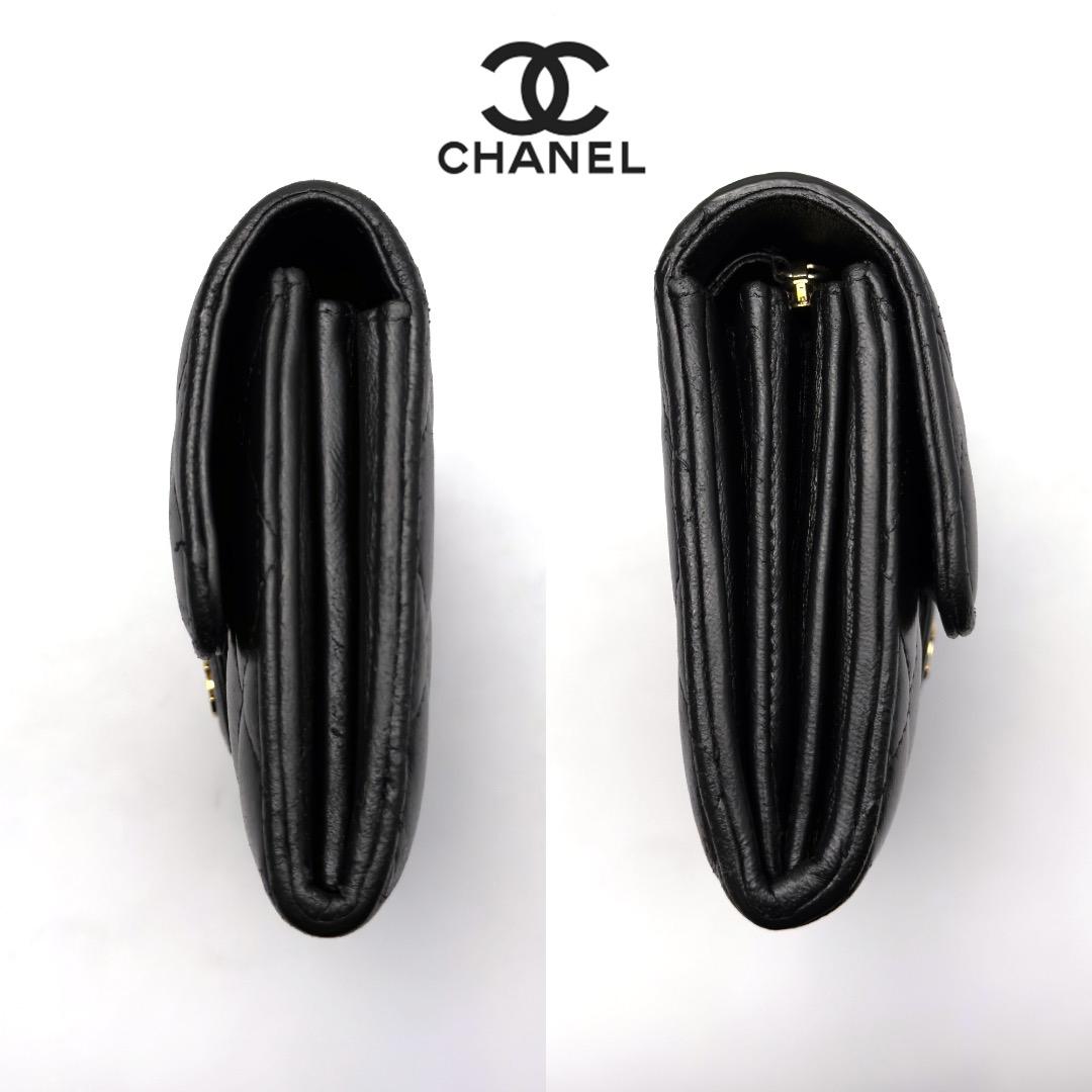 正規品　CHANEL シャネル　マトラッセ　ゴールド金具　フラップ　長財布