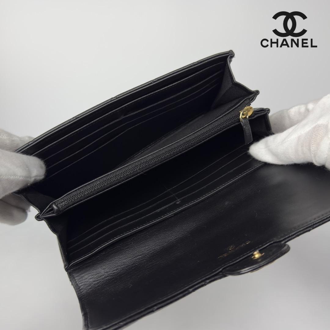 正規品　CHANEL シャネル　マトラッセ　ゴールド金具　フラップ　長財布