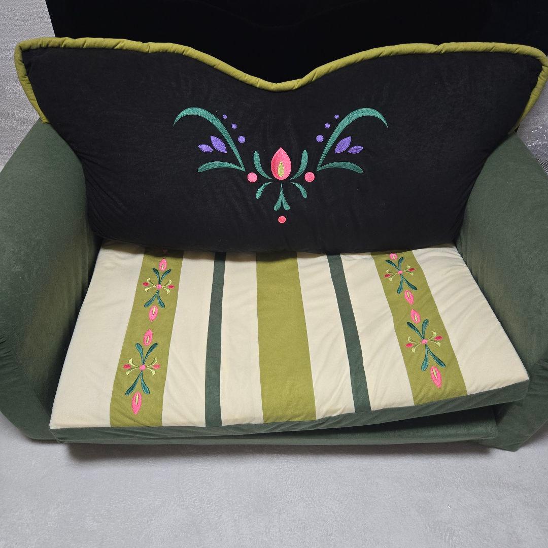 アナと雪の女王 ソファ 2人掛け ディズニー 刺繍デザイン クッション付き