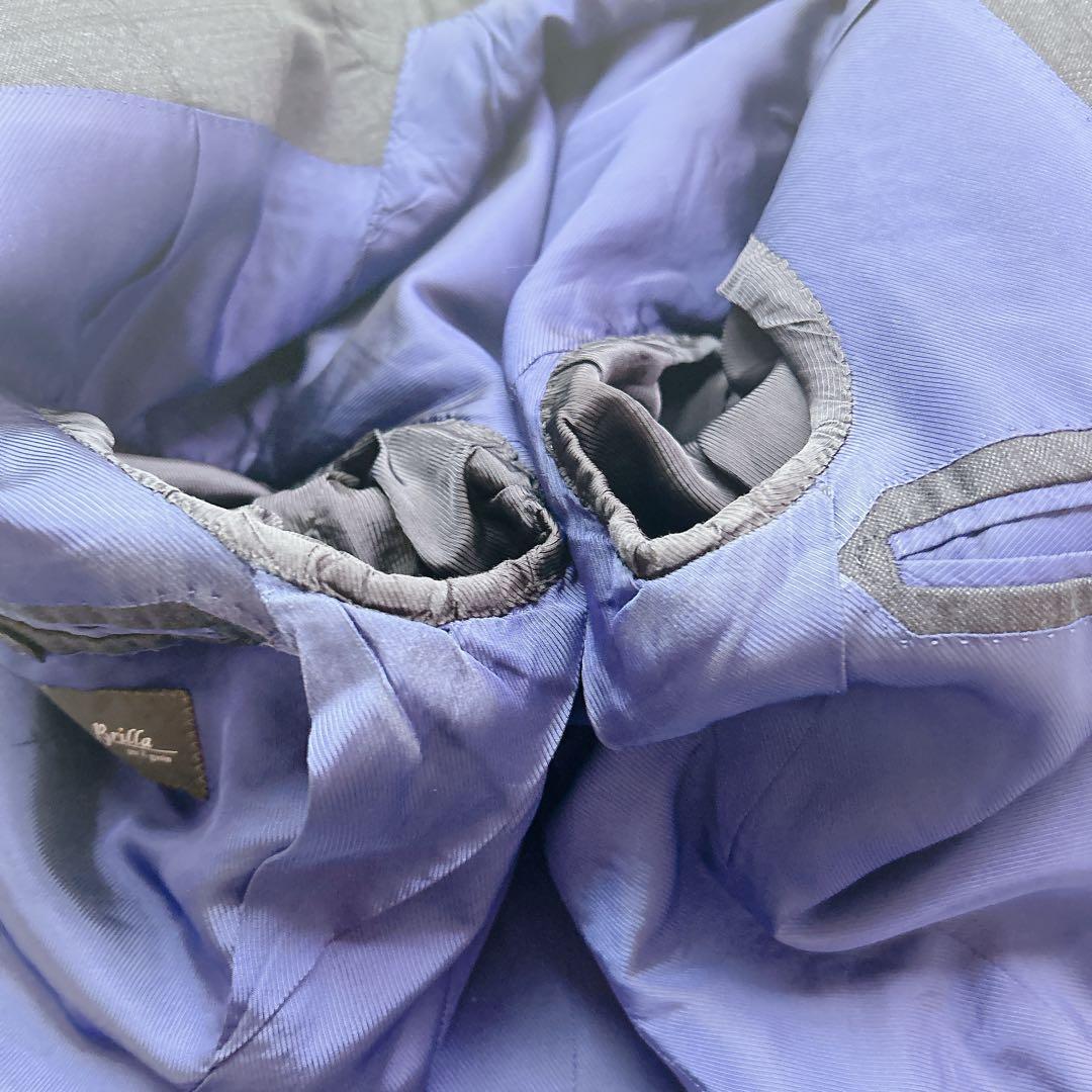 美品 Brilla モヘア スーツ セットアップ 高級 ウィンドペーン ネイビー