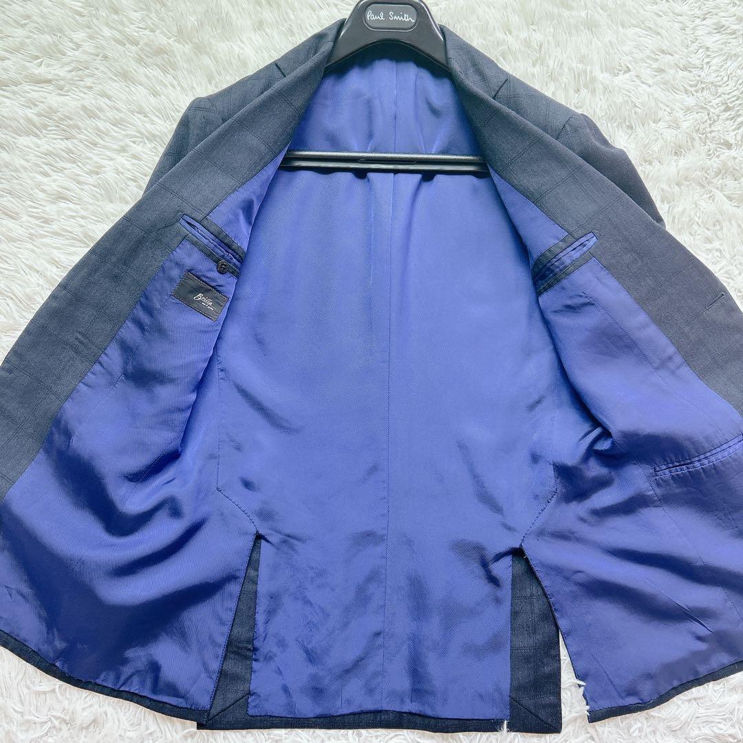 美品 Brilla モヘア スーツ セットアップ 高級 ウィンドペーン ネイビー