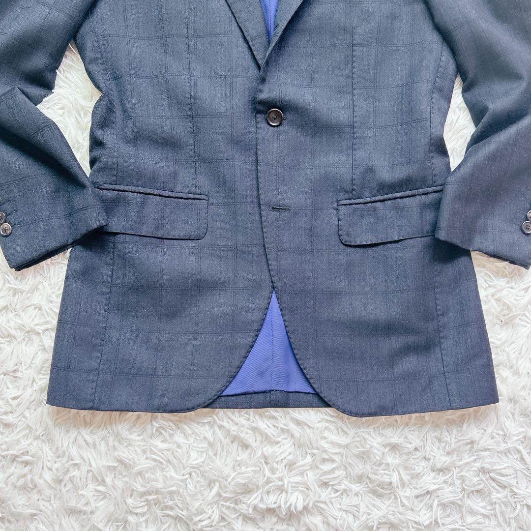 美品 Brilla モヘア スーツ セットアップ 高級 ウィンドペーン ネイビー