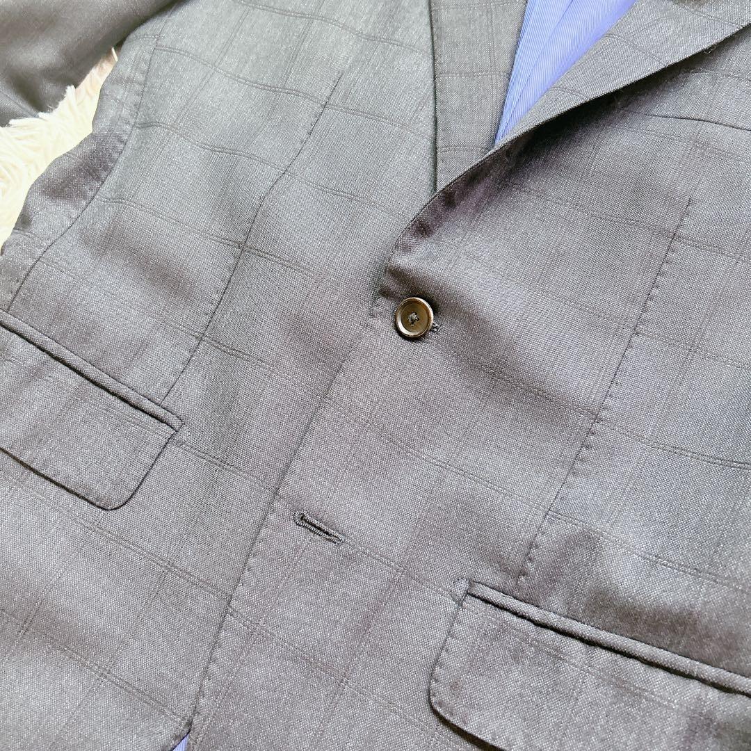 美品 Brilla モヘア スーツ セットアップ 高級 ウィンドペーン ネイビー