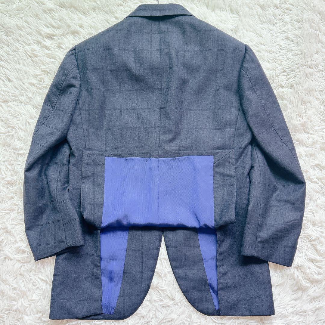 美品 Brilla モヘア スーツ セットアップ 高級 ウィンドペーン ネイビー