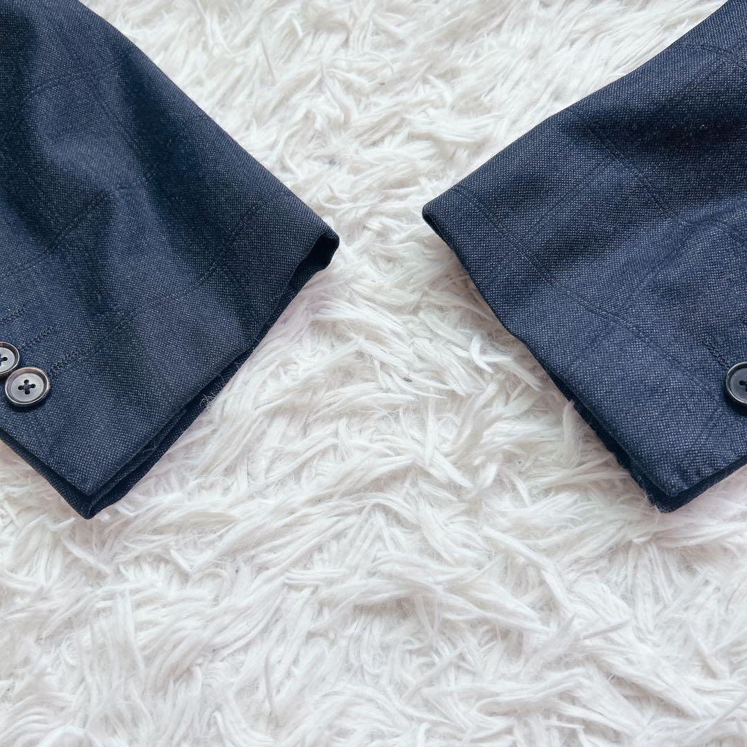 美品 Brilla モヘア スーツ セットアップ 高級 ウィンドペーン ネイビー