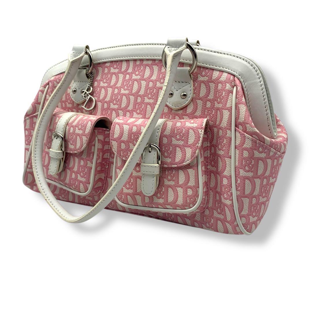 Pinky &Dianne トートバッグ　キャンバス　レザー　ピンク