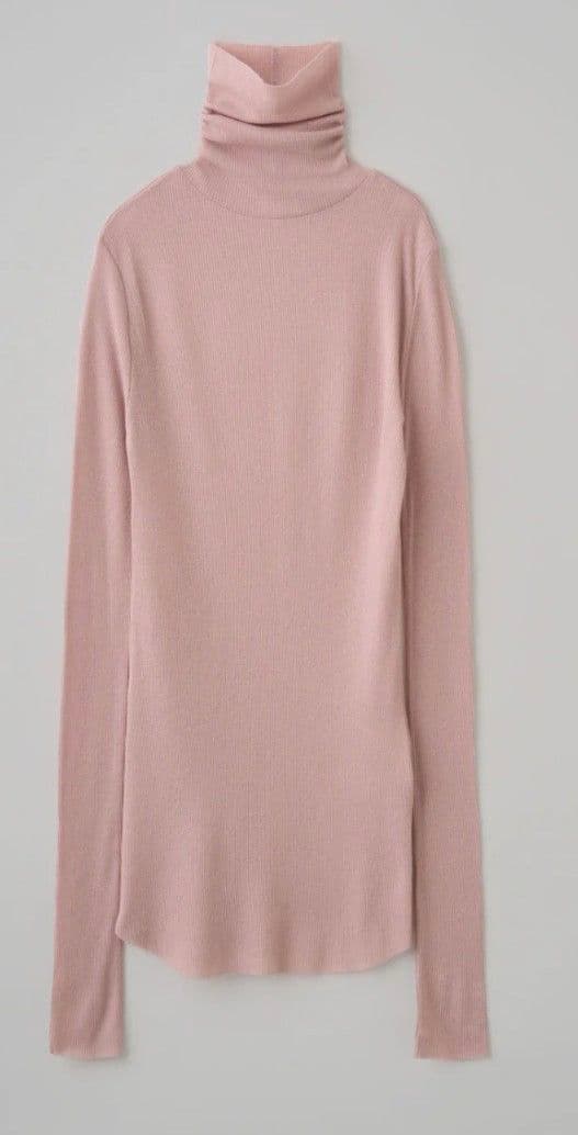 SOEJU カシミヤ混タートルネックカットソー　ビンク　Ｌサイズ