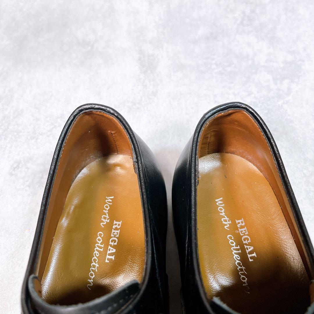 ☆美品☆【リーガル】ストレートチップ (24.5) V075 内羽根 ブラック