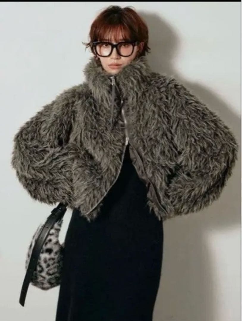 新品 ミックスシープファースタンドブルゾン ESICA アウター チャコール