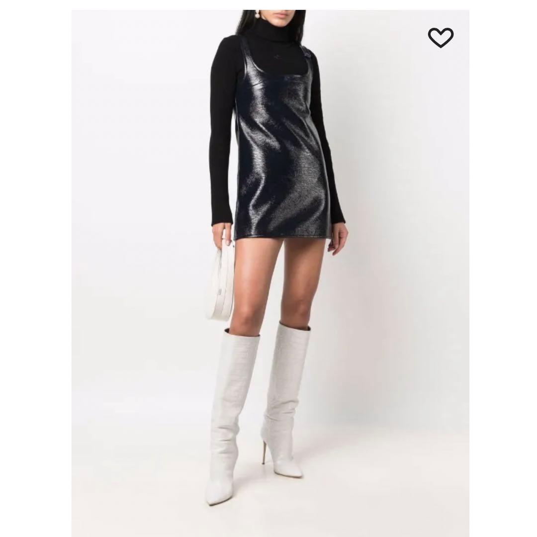 Courrèges クレージュ エナメル ノースリーブ ミニドレス ワンピース