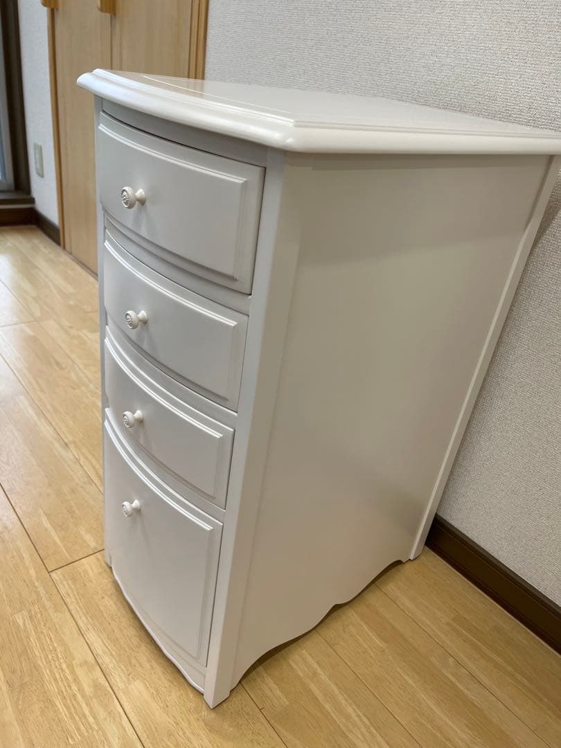 専用ページまとめ買い割引価格リリーホワイト 木製チェスト 4段 引き出し付き